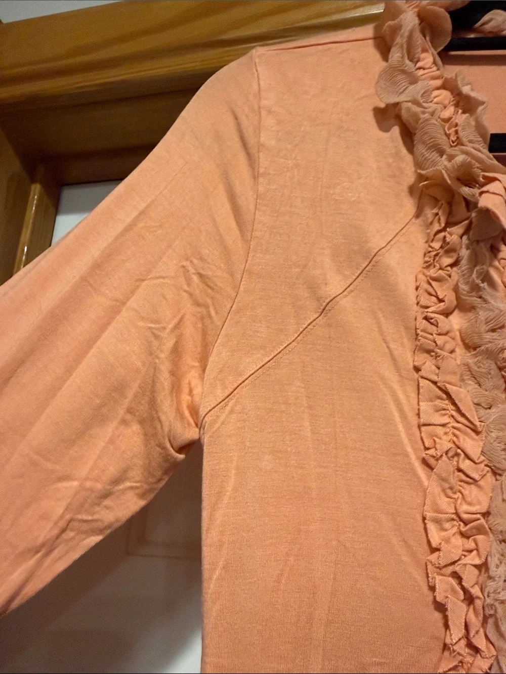 Karen Kane Peach Ruffle V-Neck Tunic